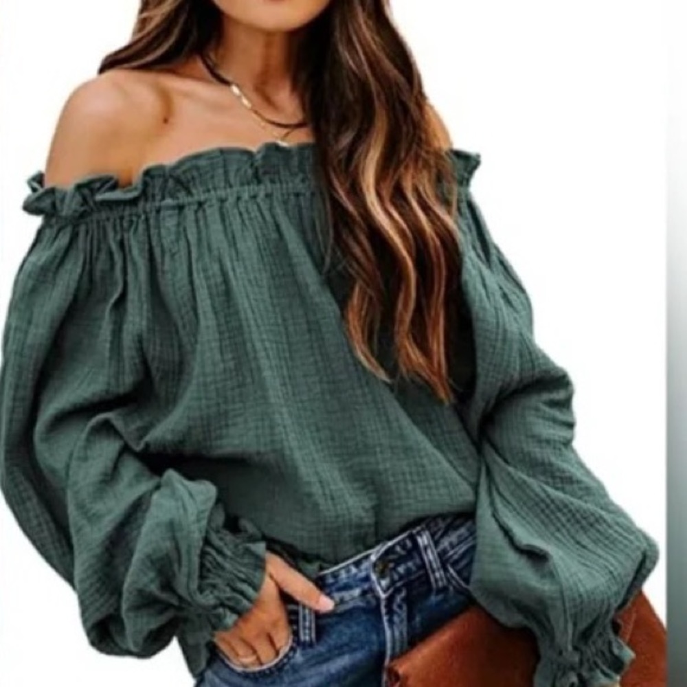 LEX COTTON OFF THE SHOULDER RUFFLE TOP